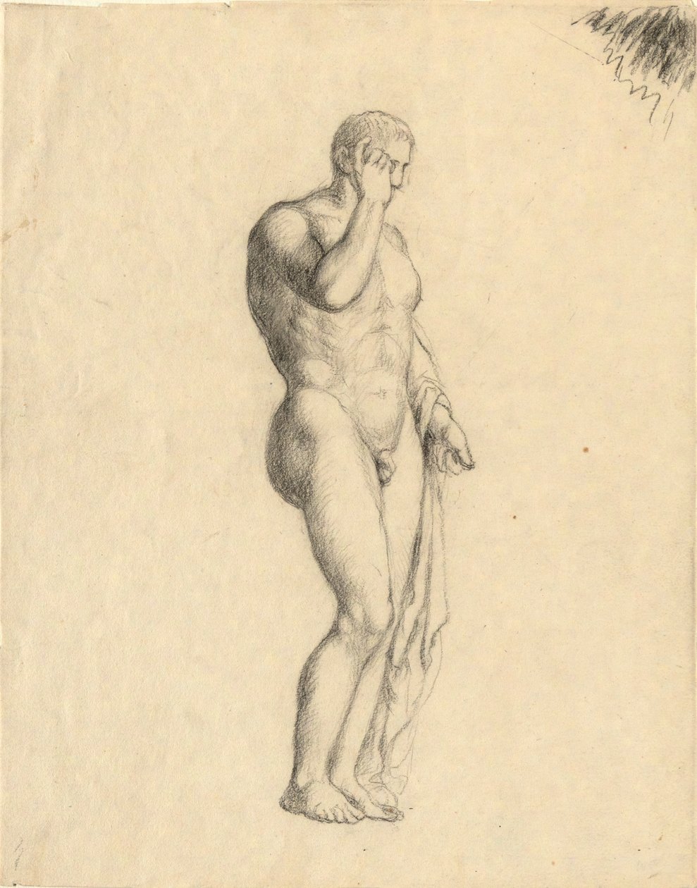 Nude Male Figure (Classical) Showing Right Side (Same Figure as 1938.280) by John Trumbull