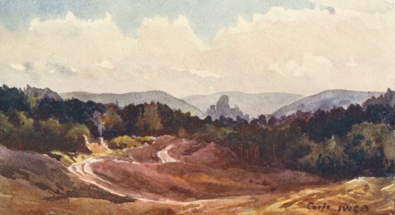 Corfe Castle from Rempstone Heath by John W.G. Bond