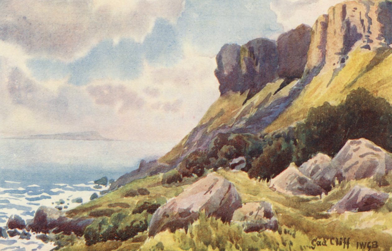 Gad Cliff, with Isle of Portland in the Distance by John W.G. Bond