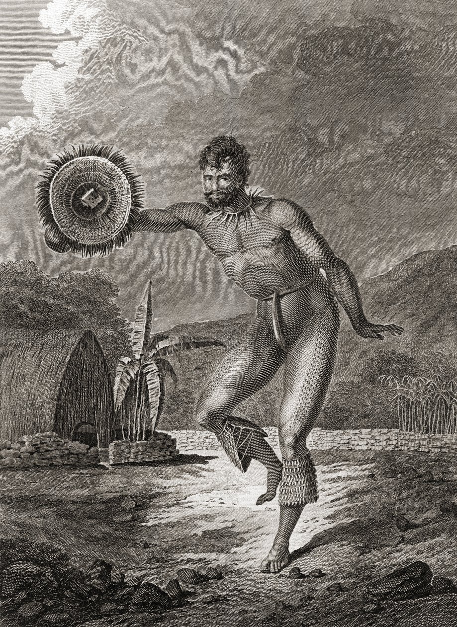 A Tattooed Dancer in Traditional Costume, Hawaii, 1778 by John Webber