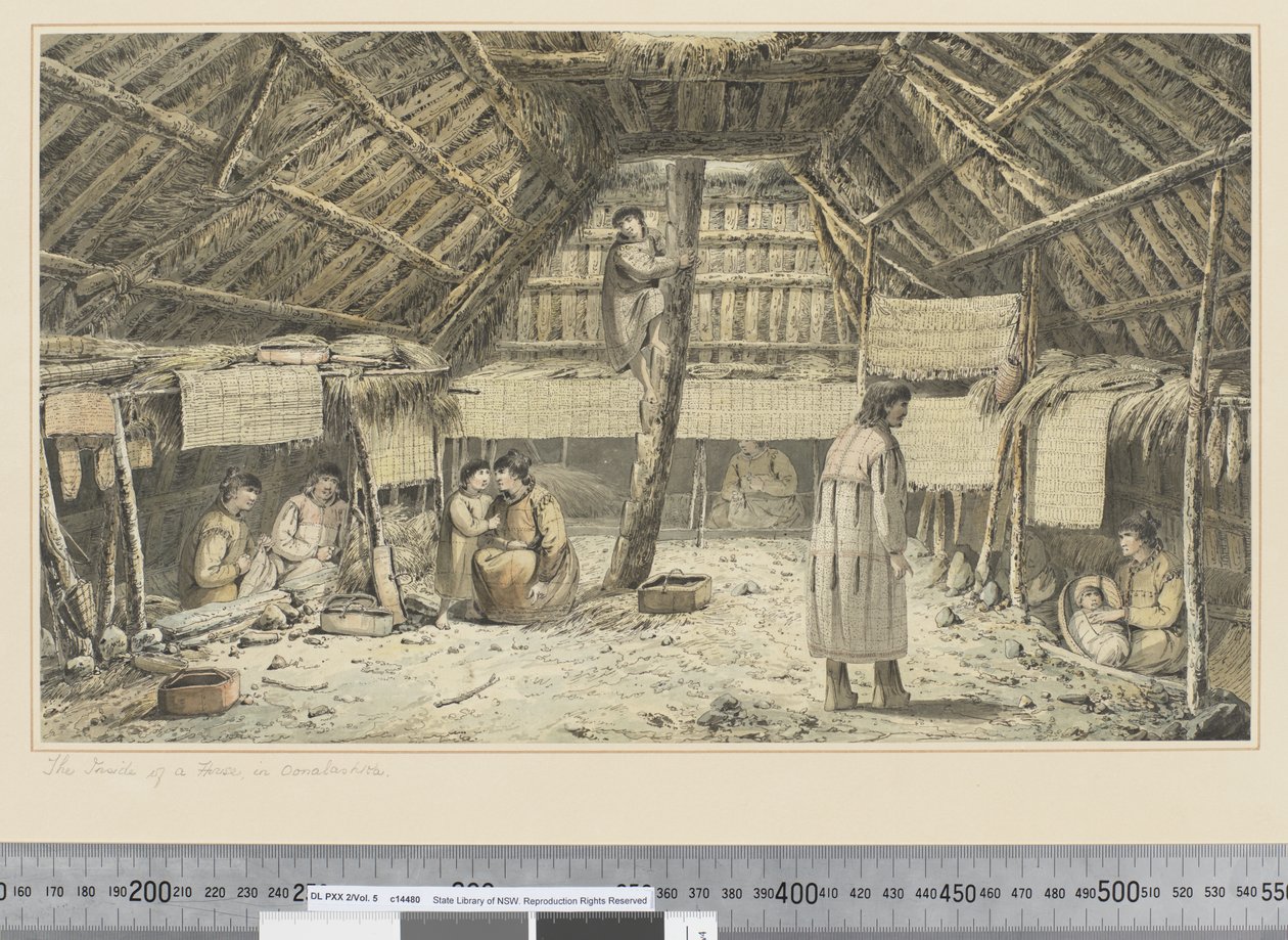 The Inside of a House in Oonalashka, c.1773-84 by John Webber