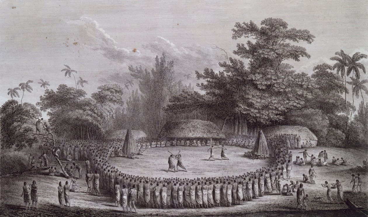 Tonga Islands: Welcoming ceremony for Captain James Cook by John Webber
