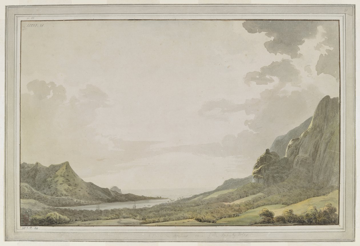A View from Aimeo Harbour Looking Out Towards the Sea; the Masts of the 