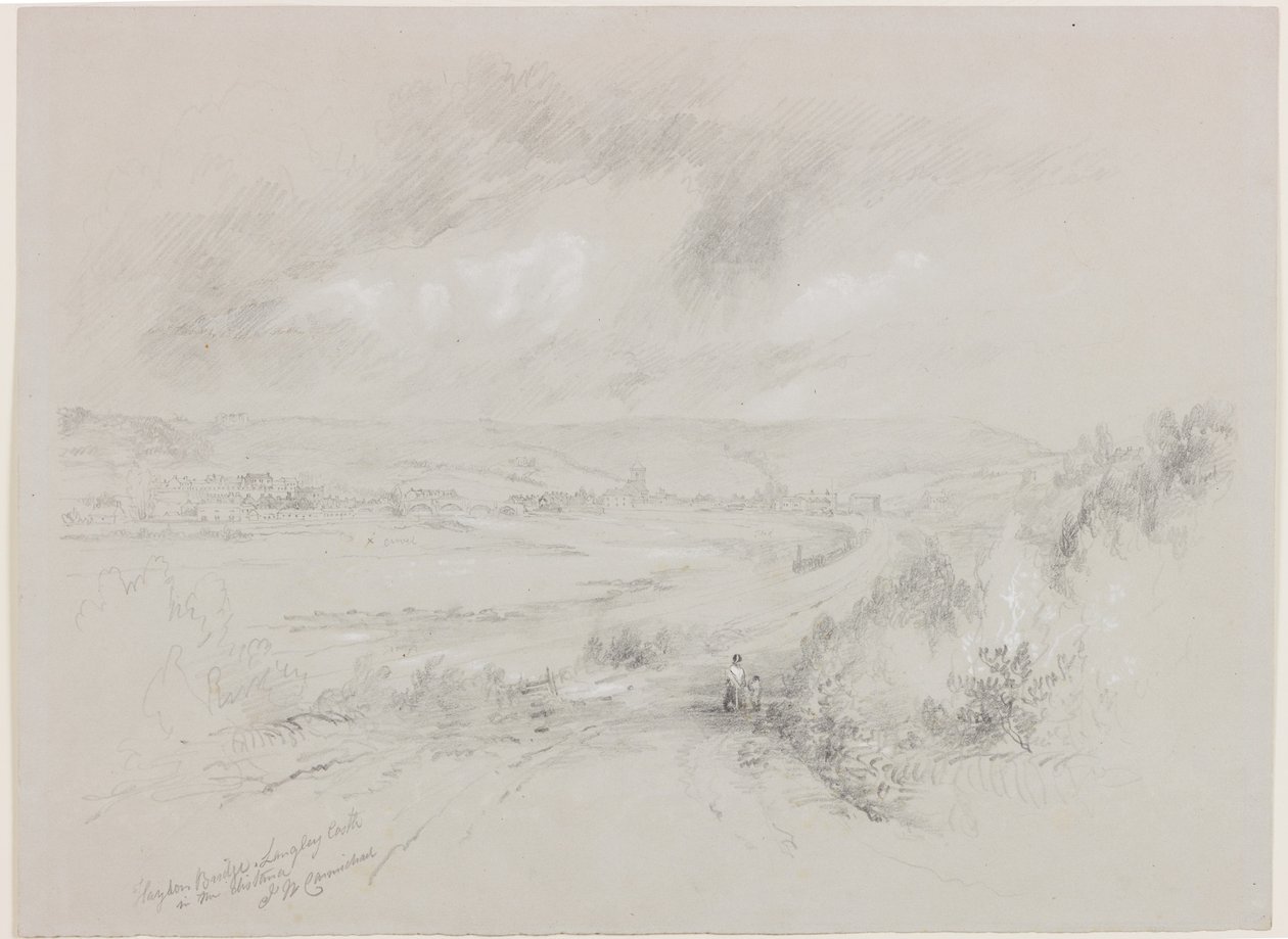Haydon Bridge, Langley Castle in the Distance by John Wilson Carmichael