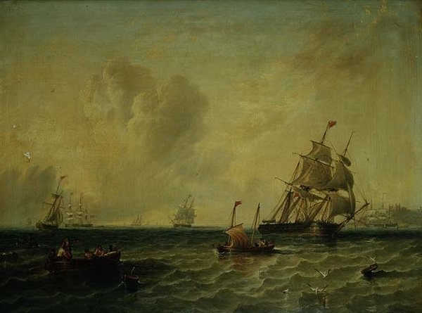 Shipping in a Light Breeze off Whitby by John Wilson Carmichael