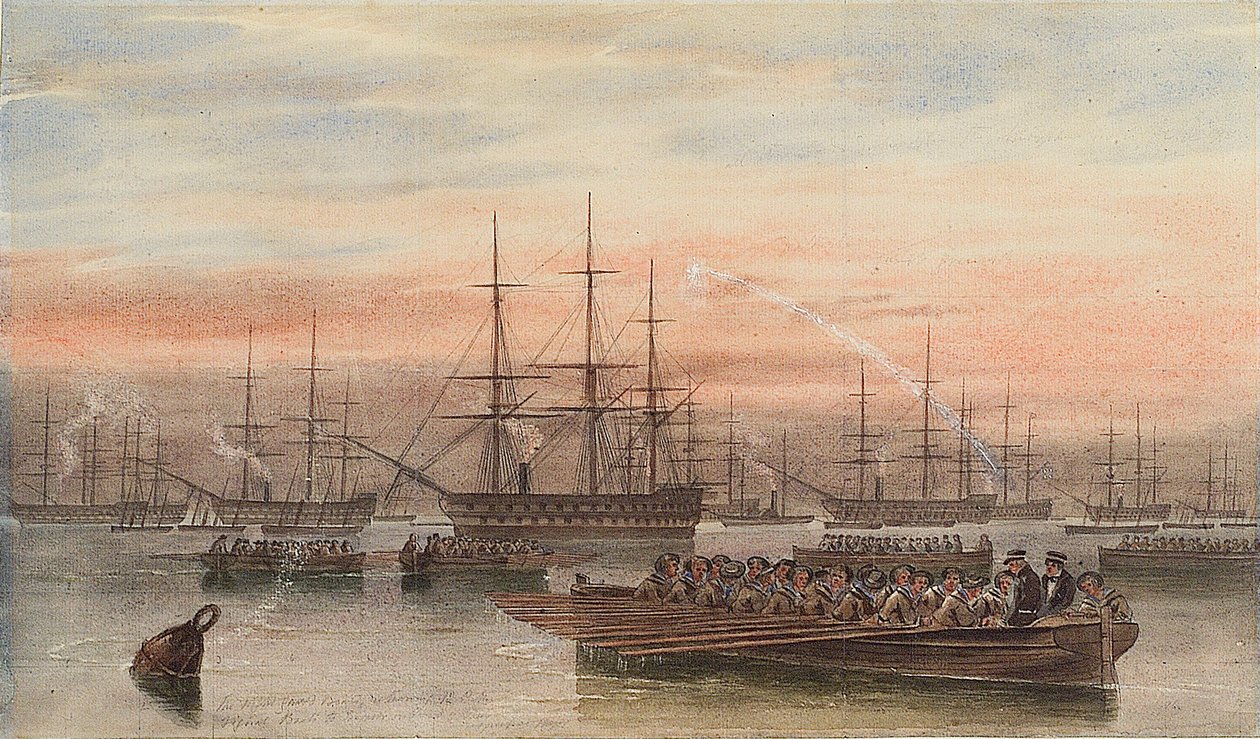 The Baltic Fleet at Night with Ship