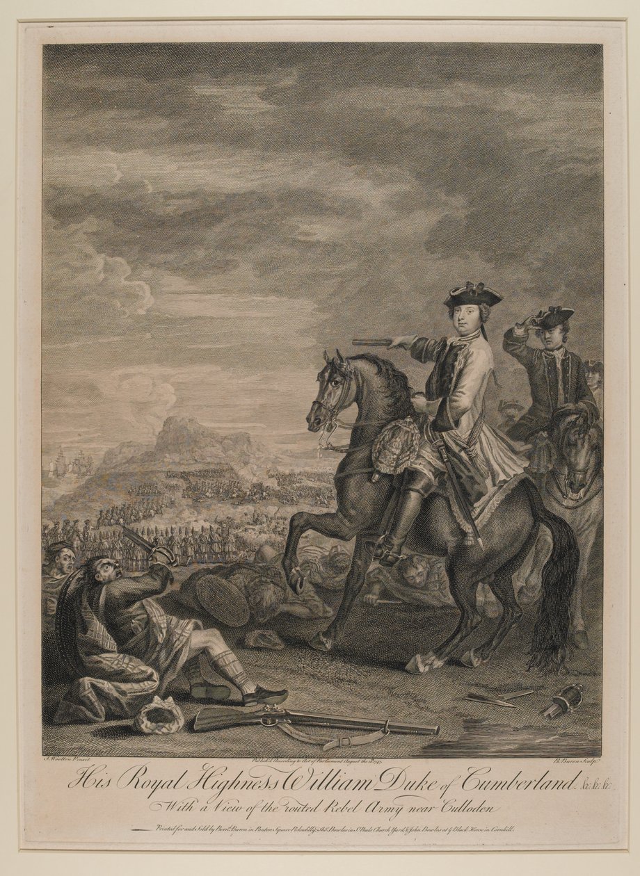 H.R.H. William, Duke of Cumberland with a View of the Routed Army Near Culloden, 1746, Published by B. Baron, 1747 by John Wootton