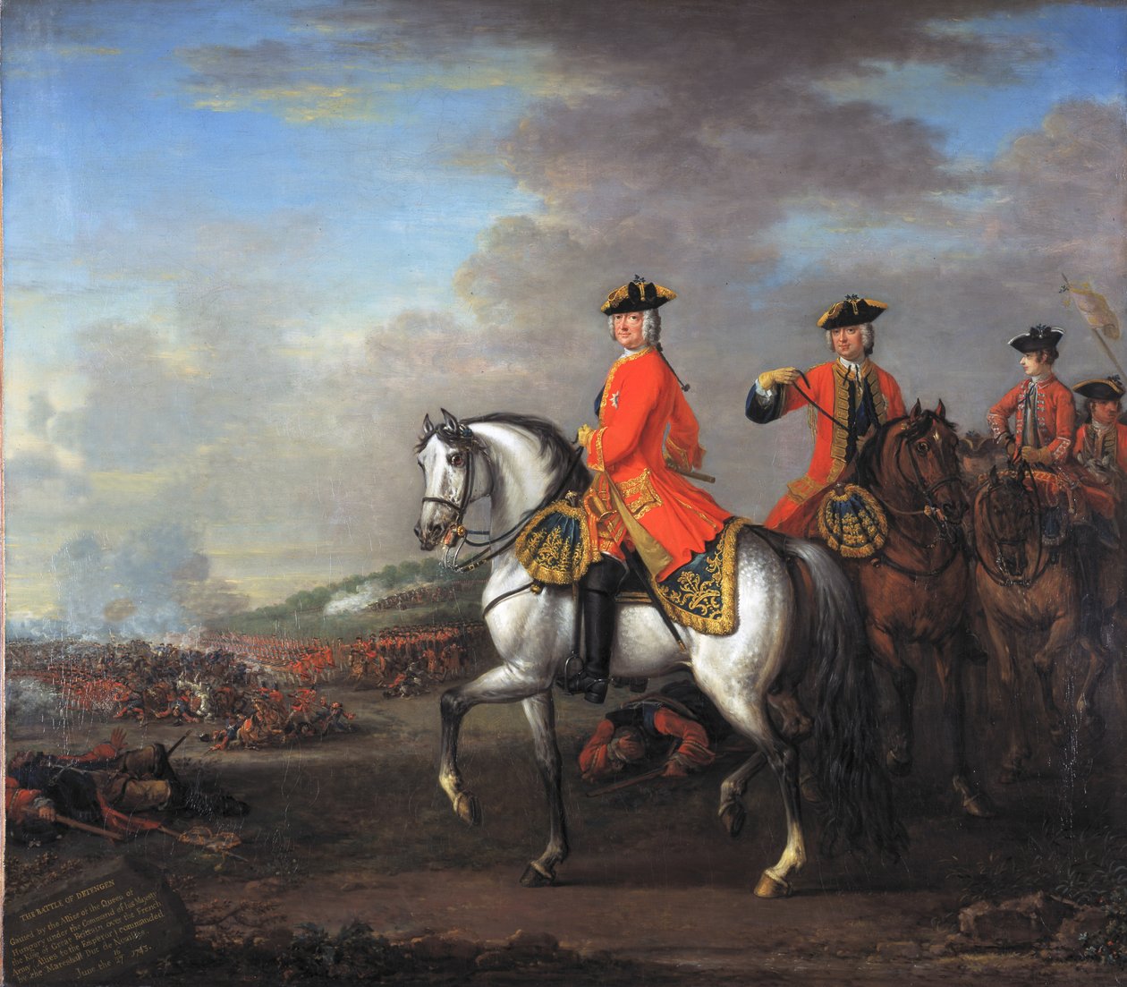 King George II at the Battle of Dettingen, with the Duke of Cumberland and Robert, 4th Earl of Holderness by John Wootton