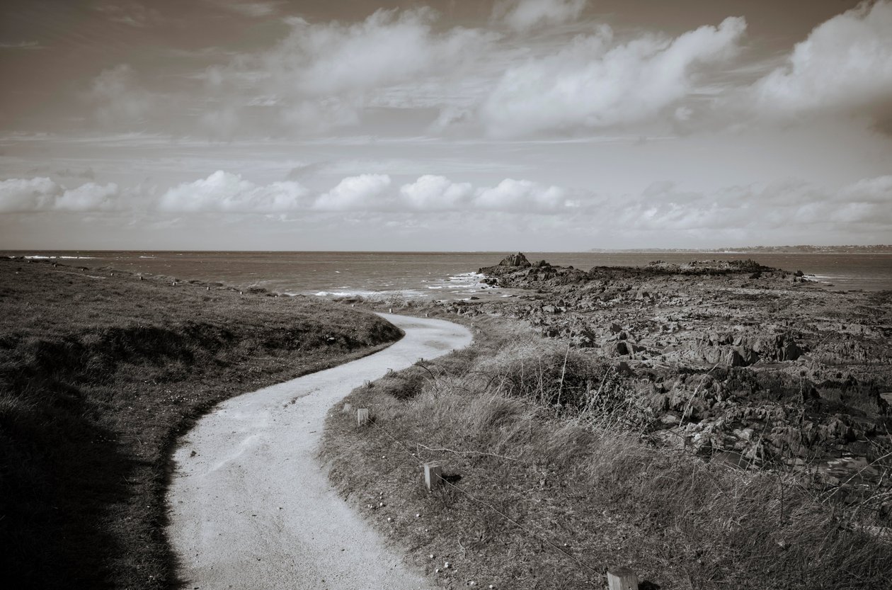 Locquirec in Brittany and La Roche Tombee, Falling Rock, 2022 by Jon Nicholson