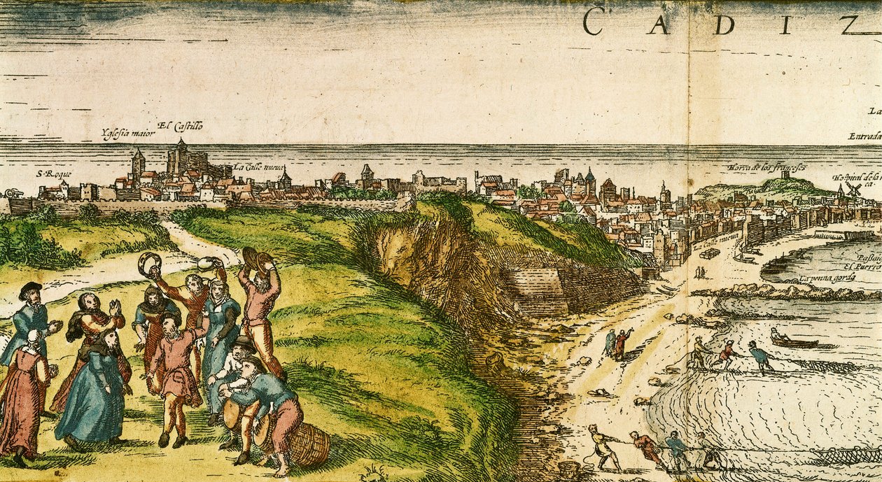 Cadiz, Spain, etching after a drawing by Joris Hoefnagel by Joris (after) Hoefnagel