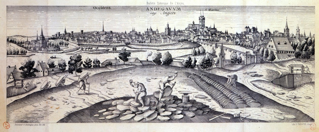 A Slate Quarry in Angers, 1561 by Joris Hoefnagel