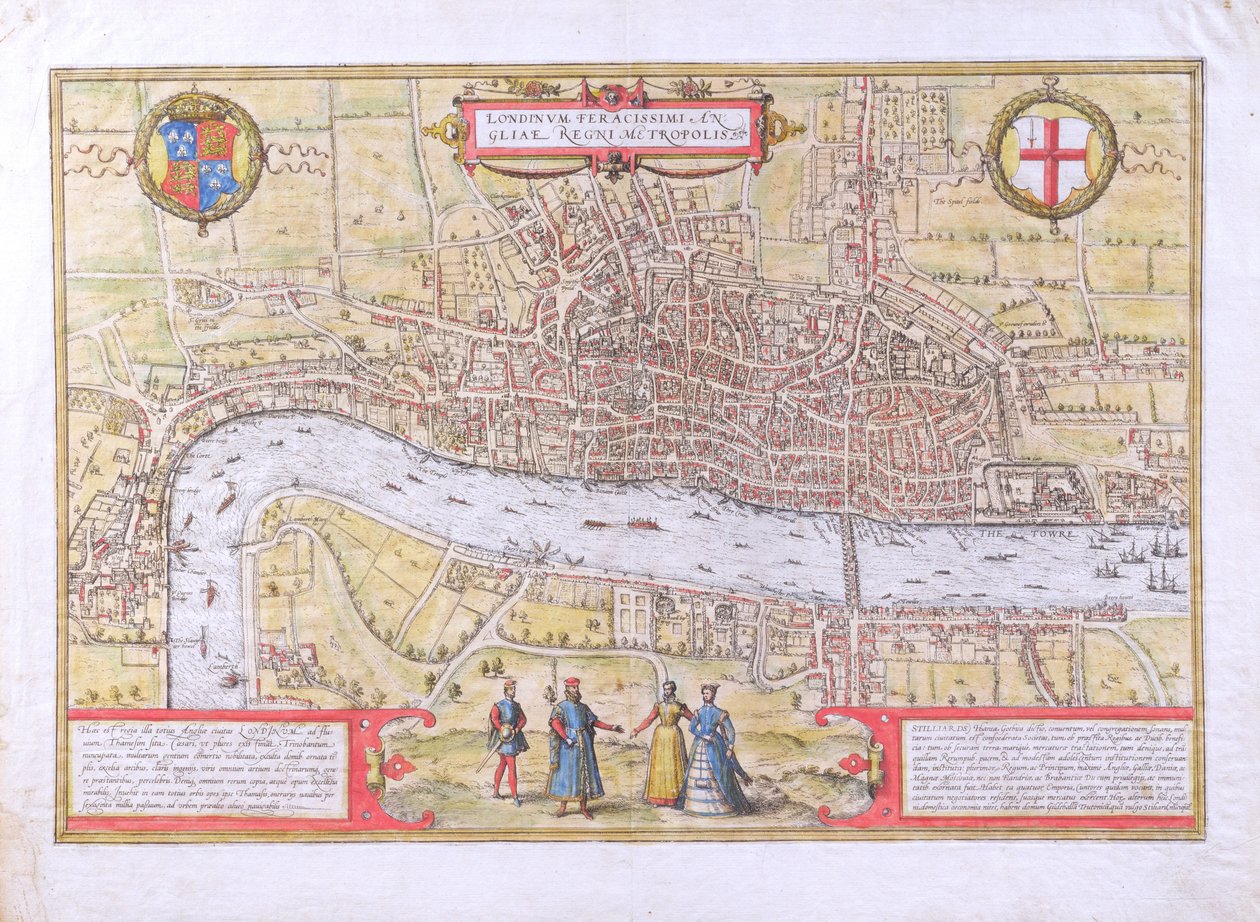 Map of London, from Civitates Orbis Terrarum, by Georg Braun and Frans Hogenburg, c.1572 by Joris Hoefnagel