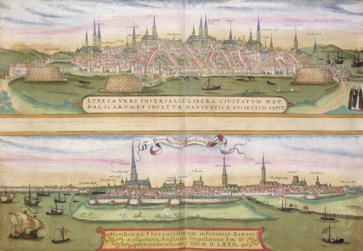 Map of Lubeck and Hamburg, from 