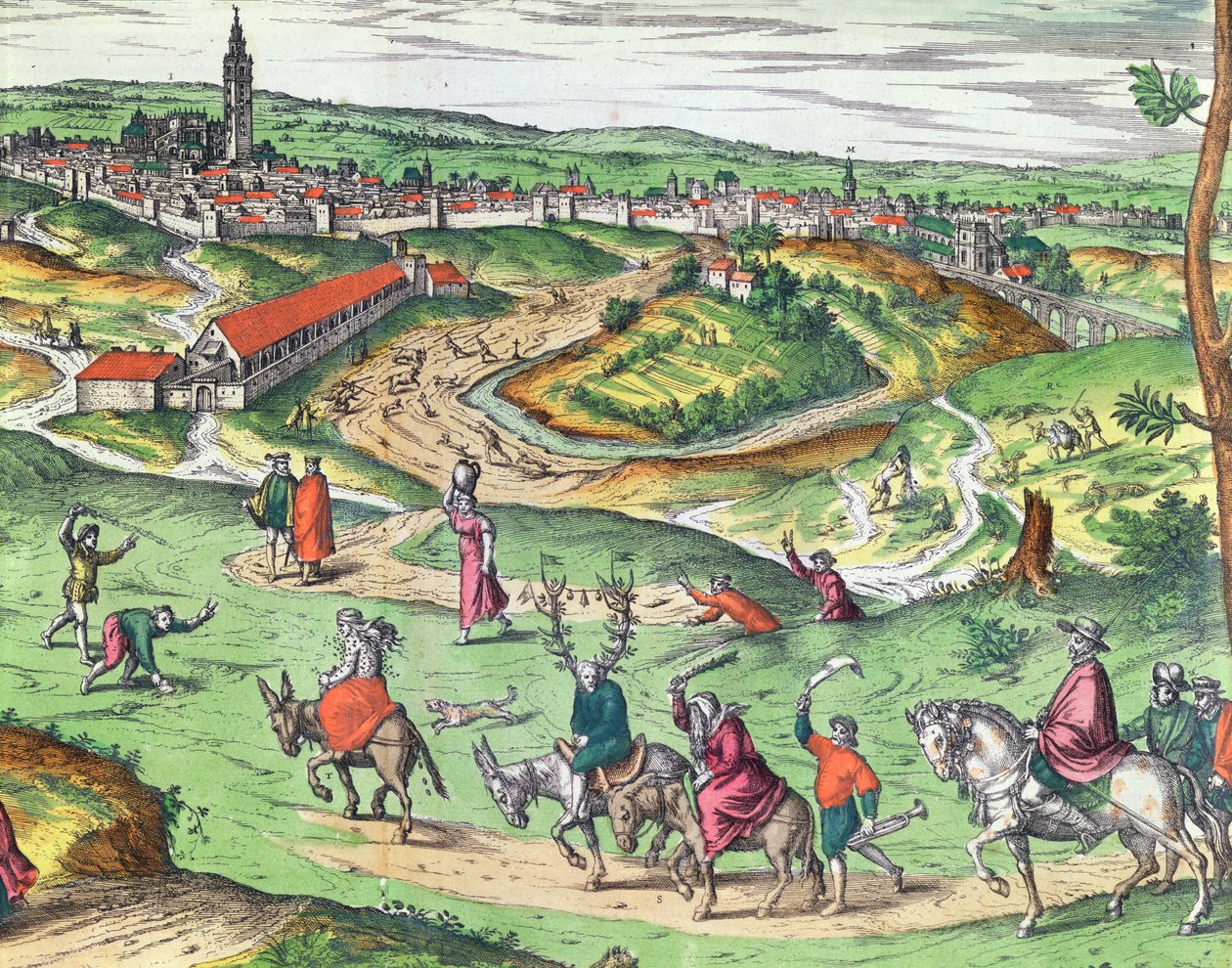 Town Plan of Seville, from Civitates Orbis Terrarum by Georg Braun and Frans Hogenberg (detail) by Joris Hoefnagel