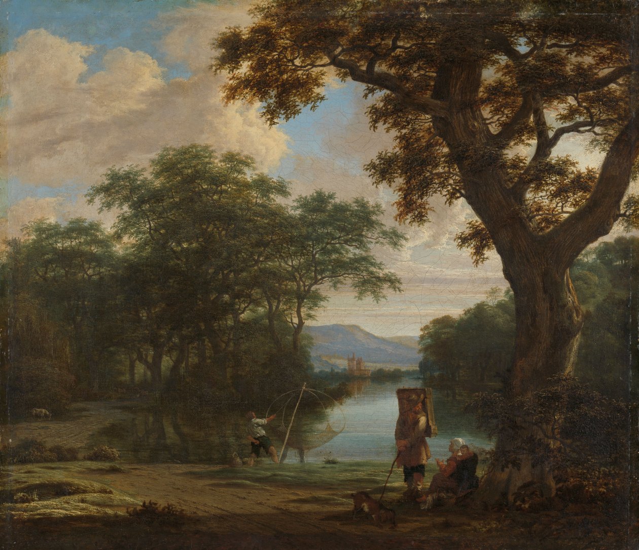 Landscape with Fisherman with a Square Net, c.1645-1655 by Joris van der Haagen or Hagen