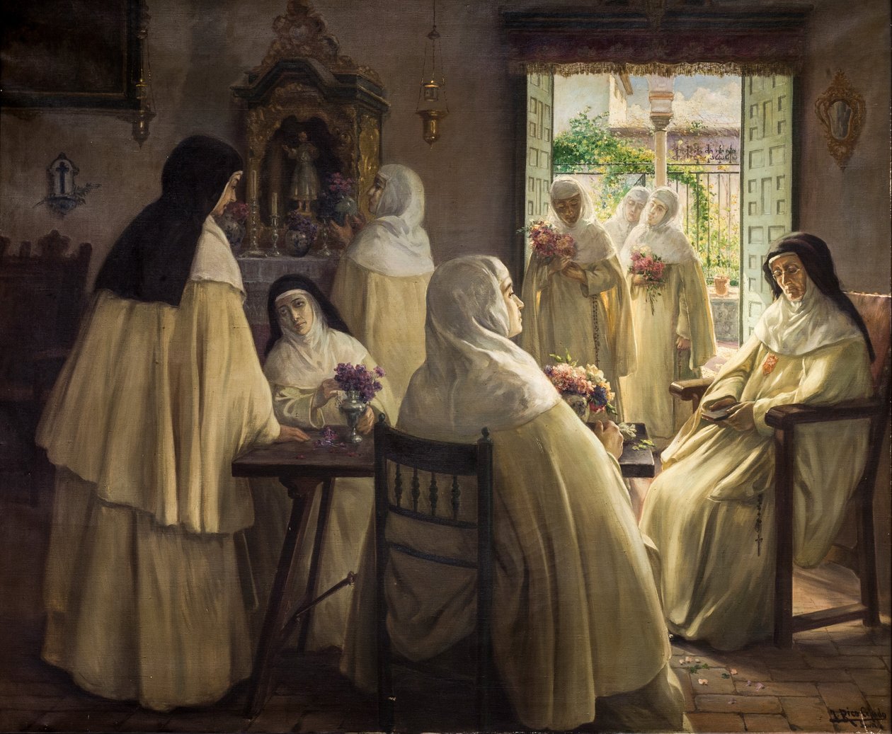 Convent Interior with Scenes of Mercedarian Nuns by José Rico Cejudo