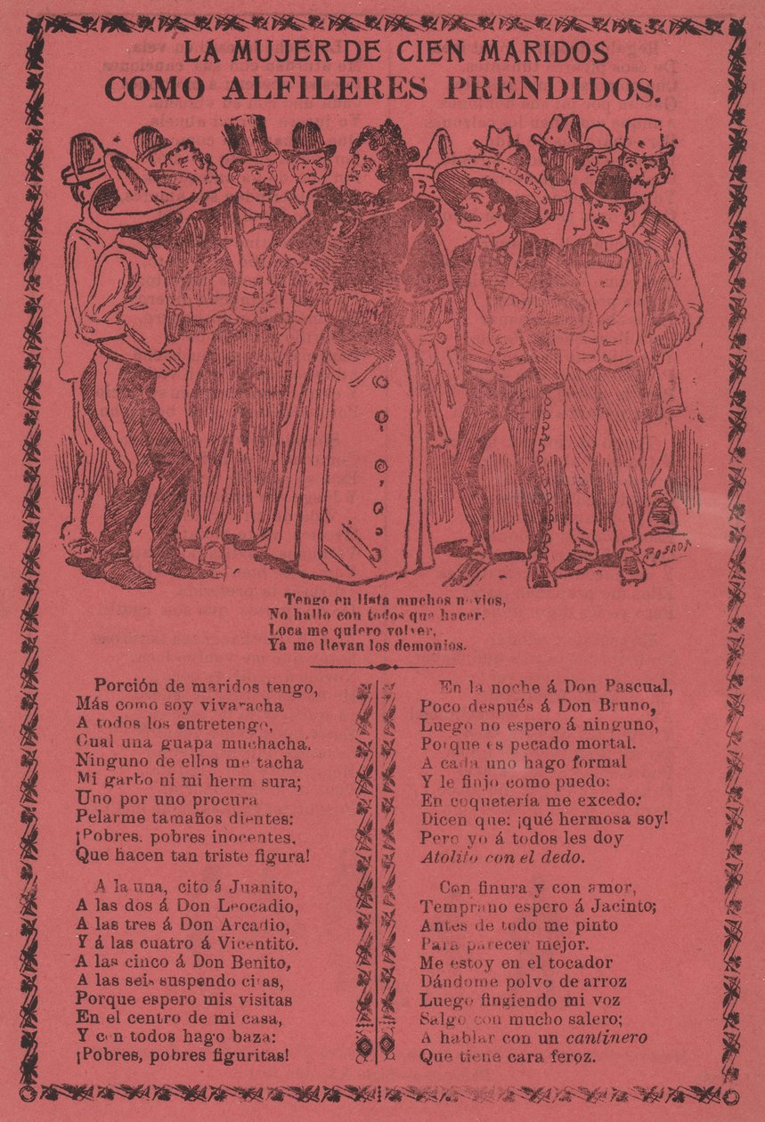 The Woman with a Hundred Husbands - Like Pins Attached by José Guadalupe Posada