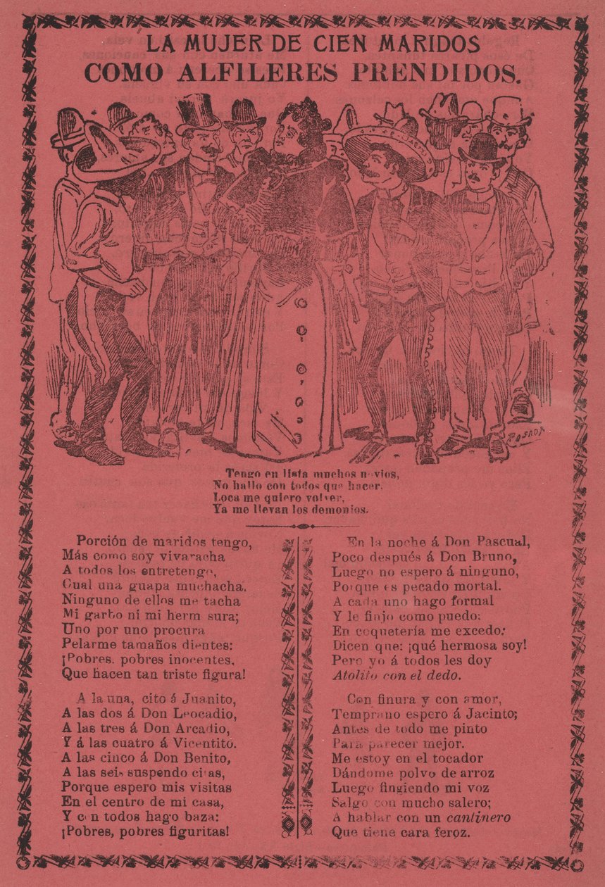 The Woman with a Hundred Husbands - Like Pins Attached by José Guadalupe Posada