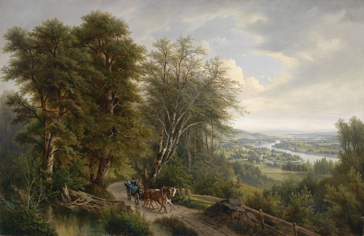 Large Danube Landscape with View of Nussdorf by Josef Burgaritzky