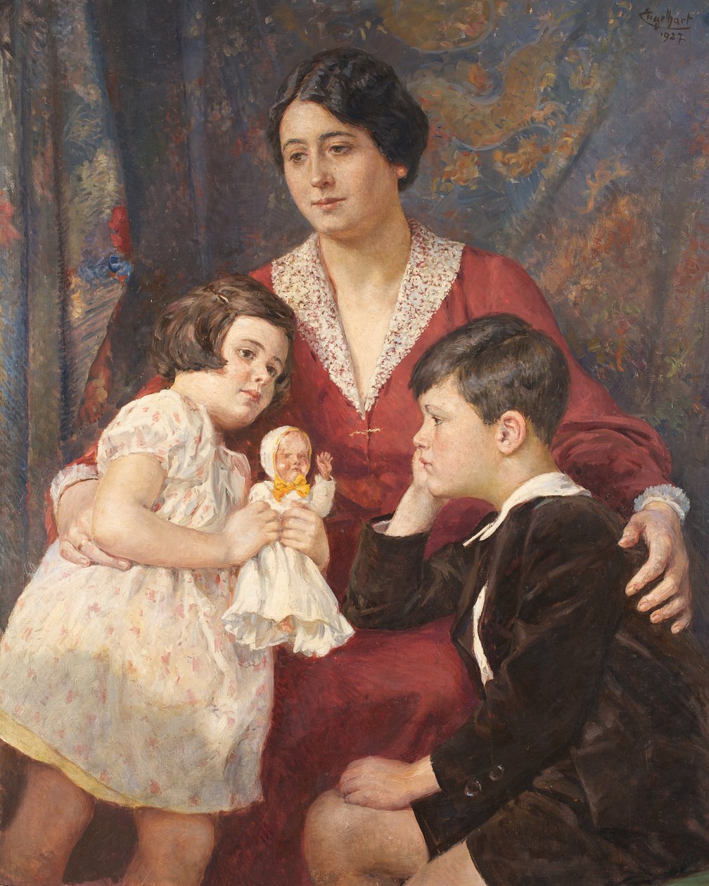 Mrs. Hirsch with Her Children by Josef Engelhart
