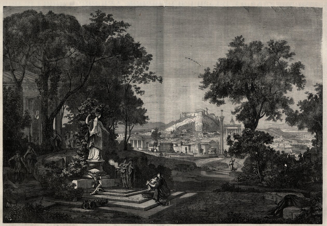 Ancient Greece: view of the gardens of Venus in Athens by Josef Hoffman