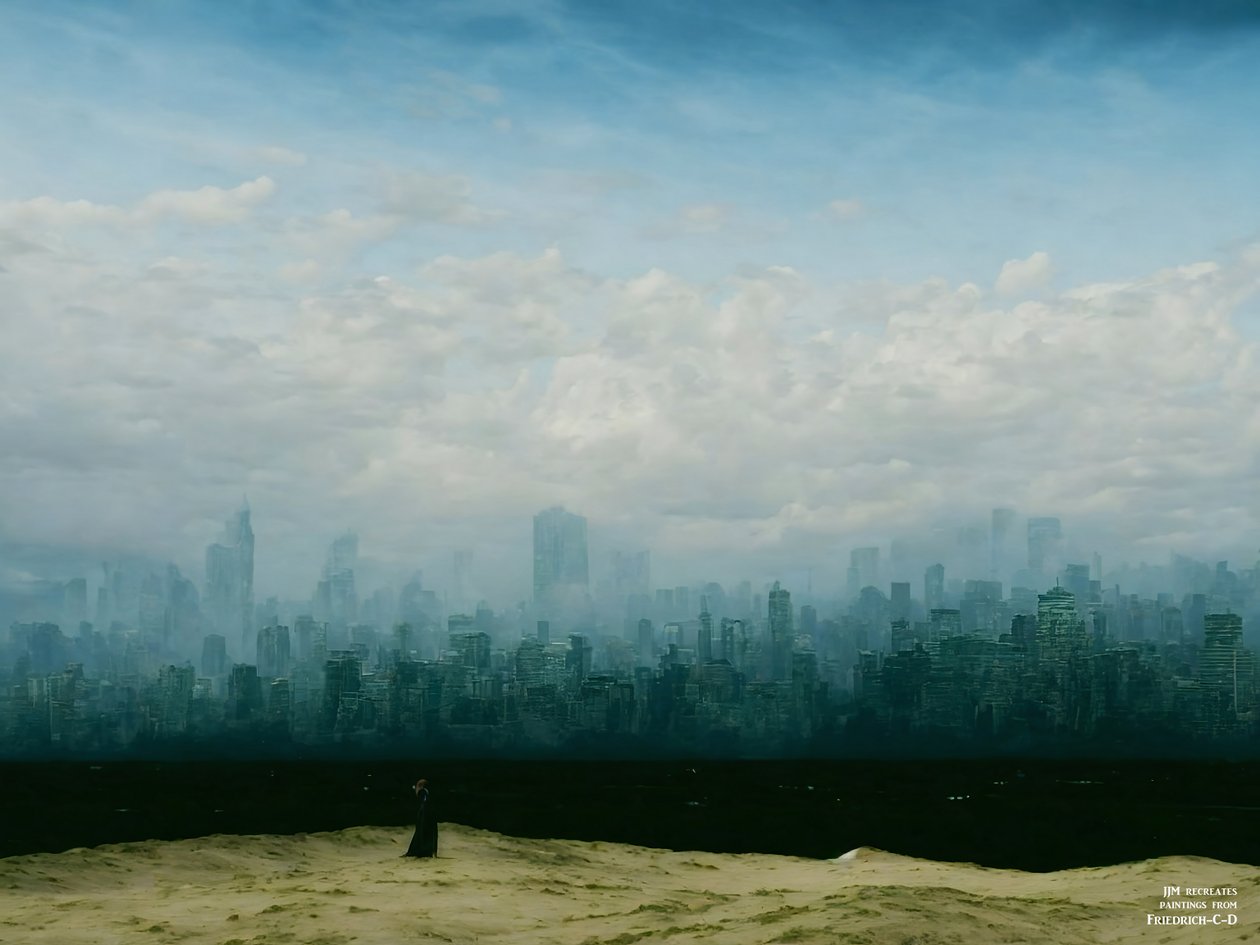 JJM Recreates Friedrich-C-D: The Monk by the Sea (Before the City) by Josef Johann Michel