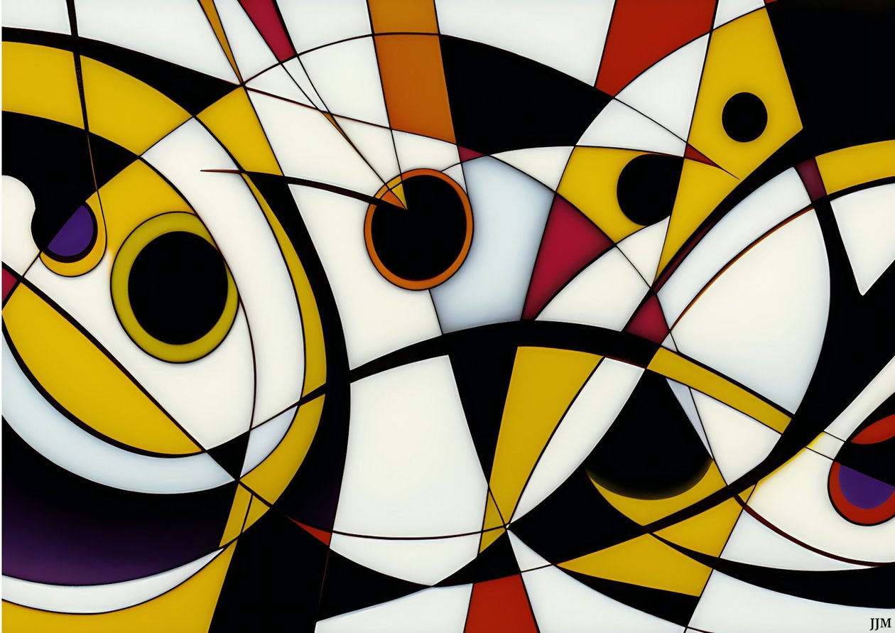 Abstract: On White-Circles+Swings 3 by Josef Johann Michel