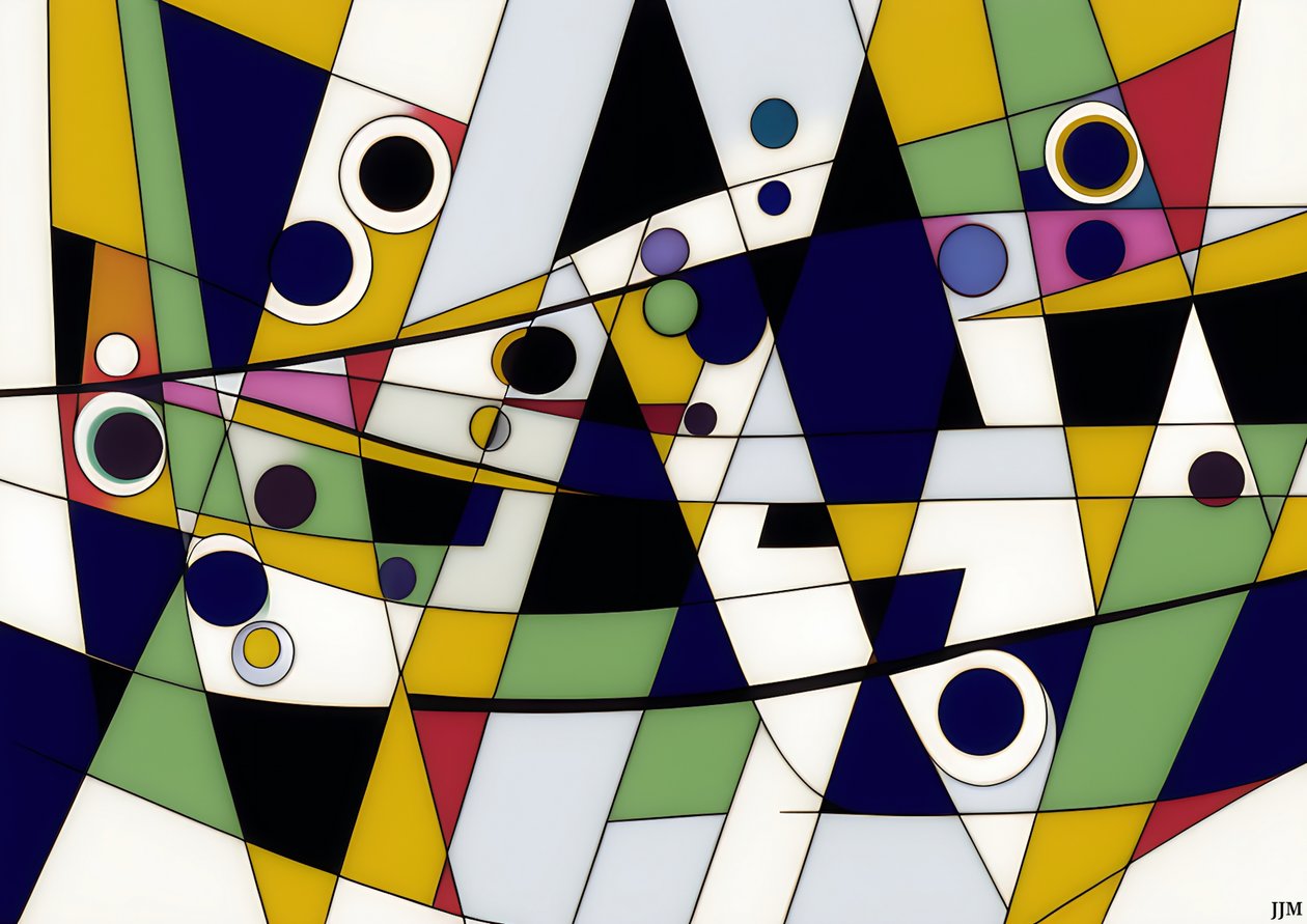 Abstract: On White-Circles+Swings 9 by Josef Johann Michel