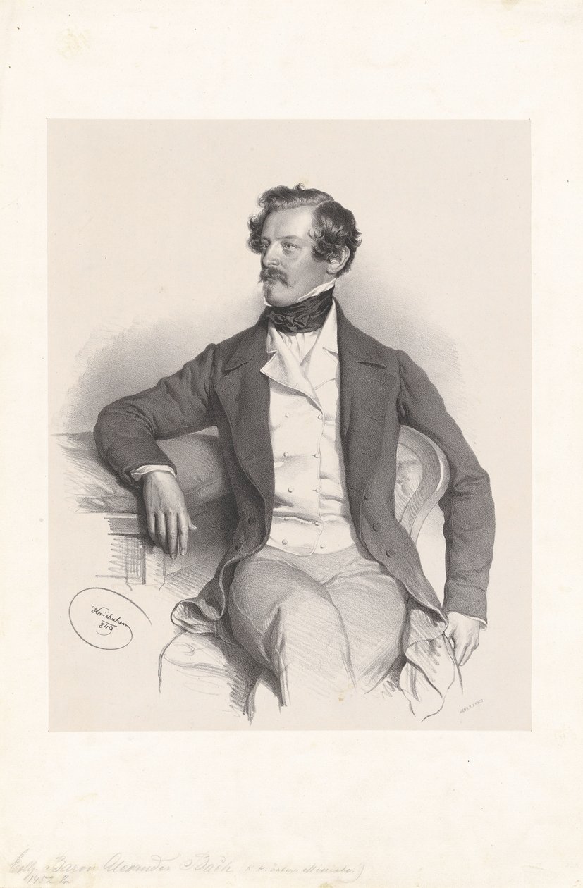 Alexander Baron von Bach (1813-1893), jurist, politician by Josef Kriehuber