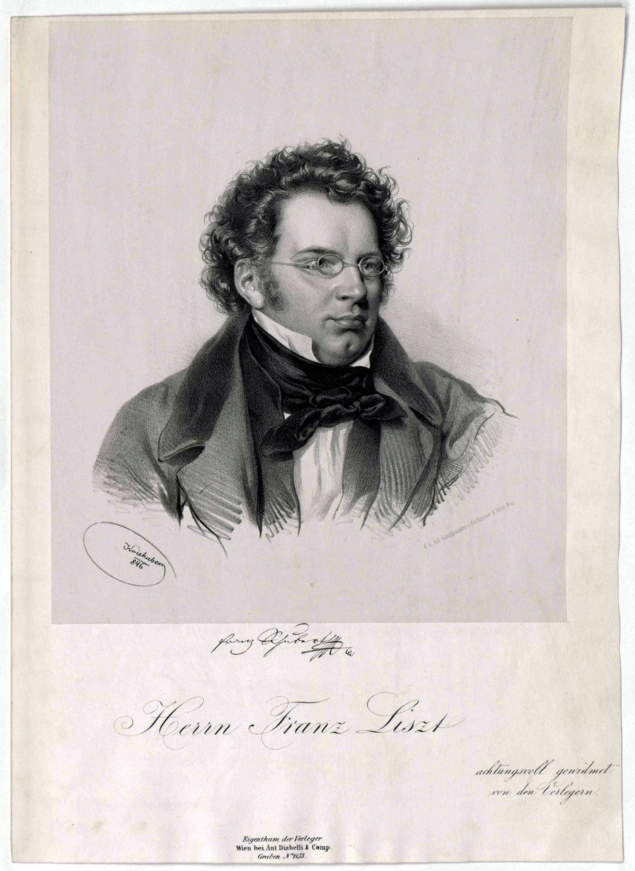 Franz Schubert Lithograph by Josef Kriehuber
