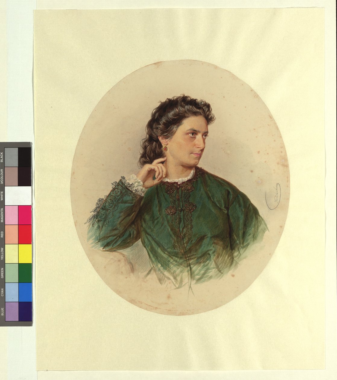 Karoline (?) Jagemann, sister of the painter Ferdinand Jagemann. by Josef Kriehuber