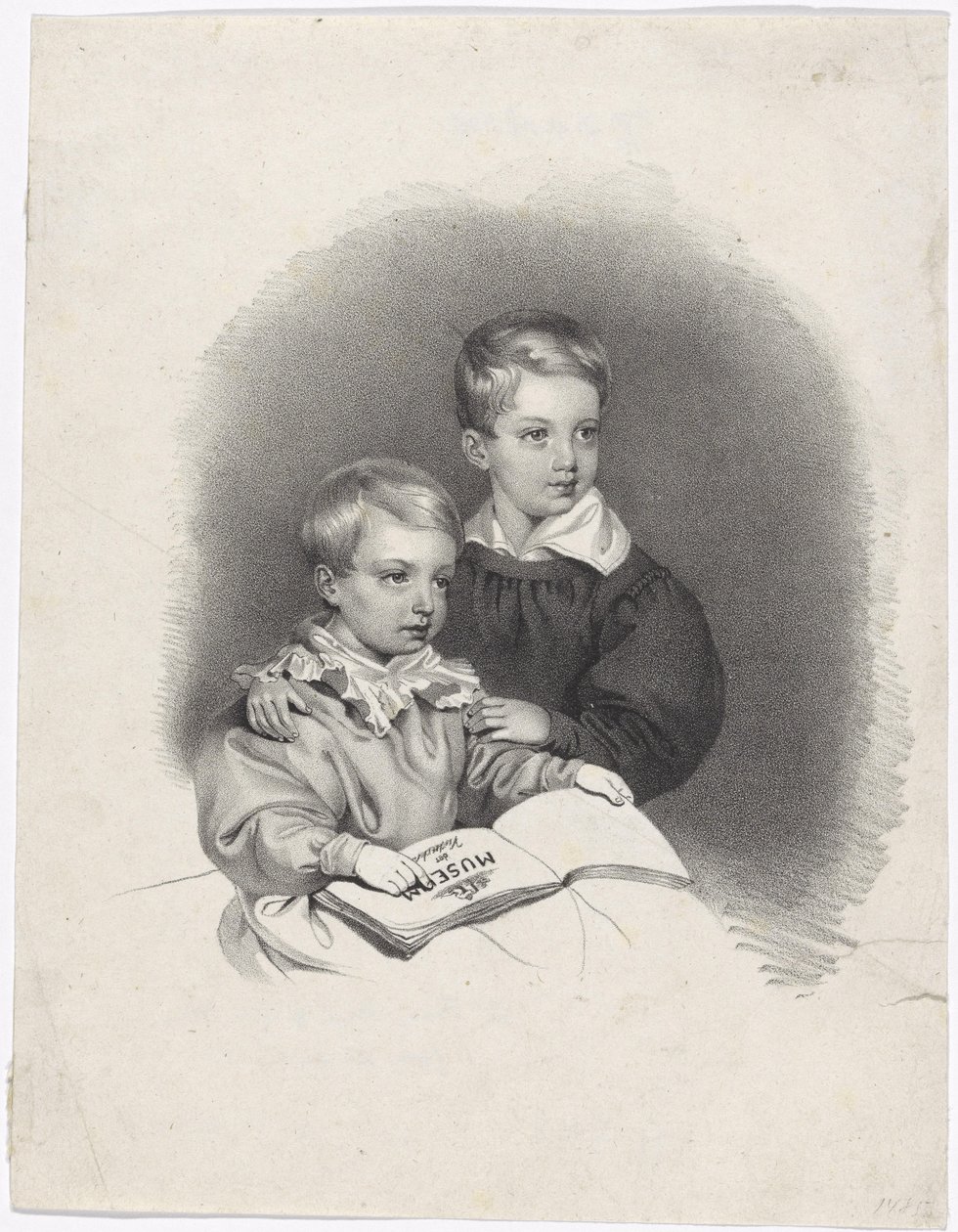 Crown Prince Franz Joseph and Archduke Ferdinand Maximilian Joseph as Children by Josef Kriehuber