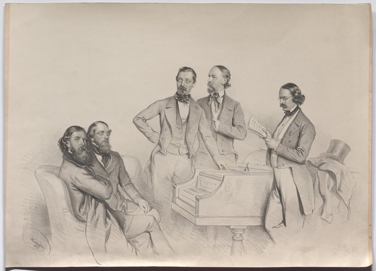 Austrian Composers; Heinrich Proch, Franz von Suppé, Karl Binder, Anton Emil Titl, Anton Maria Storch by Josef Kriehuber