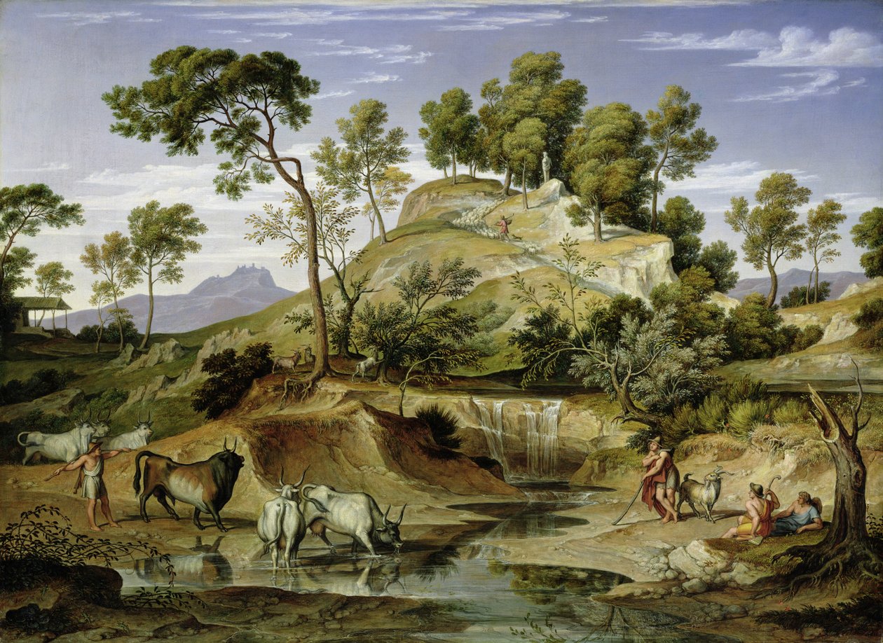 Landscape with Shepherds and Cows at the Spring, 1832-34 by Joseph Anton Koch