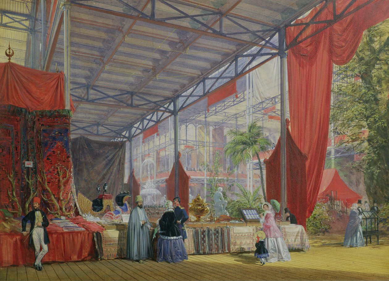 A Portion of the Transept of the Great Exhibition of 1851, showing Stalls with the Wares of Turkey, 1851 by Joseph Nash