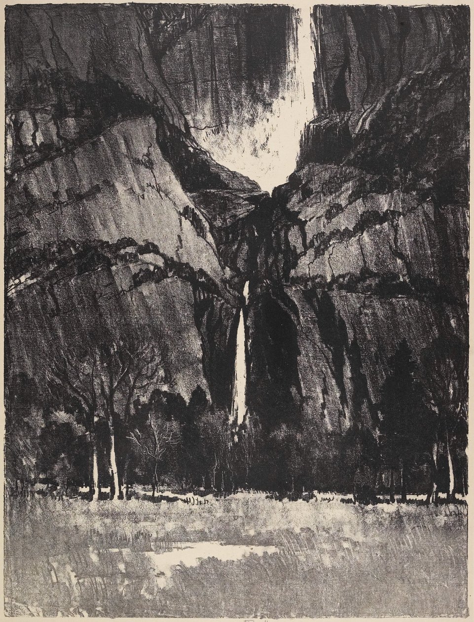 The Lower Falls, Yosemite, 1912 by Joseph Pennell