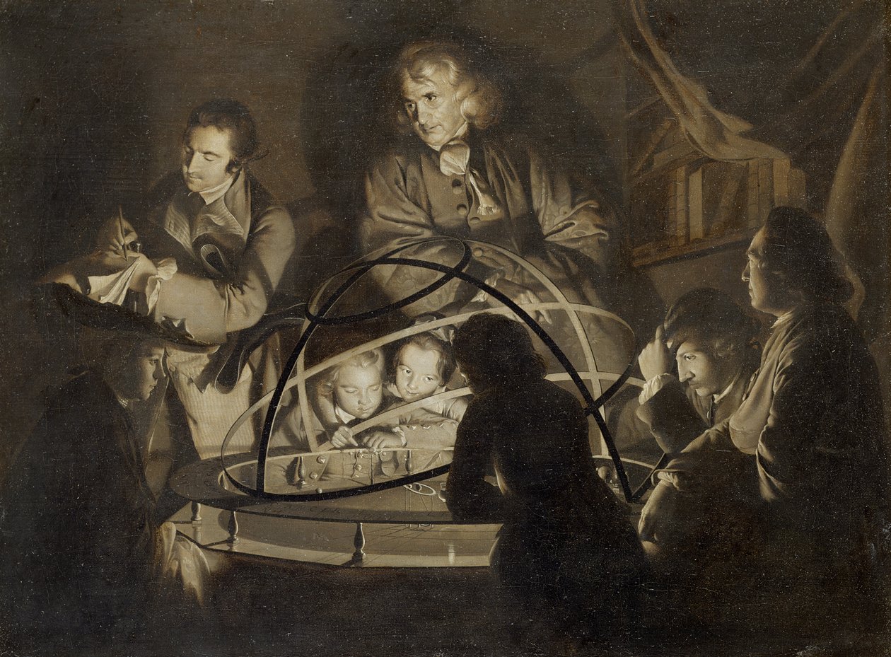 Philosopher giving a lecture on the orrery by Joseph Wright of Derby