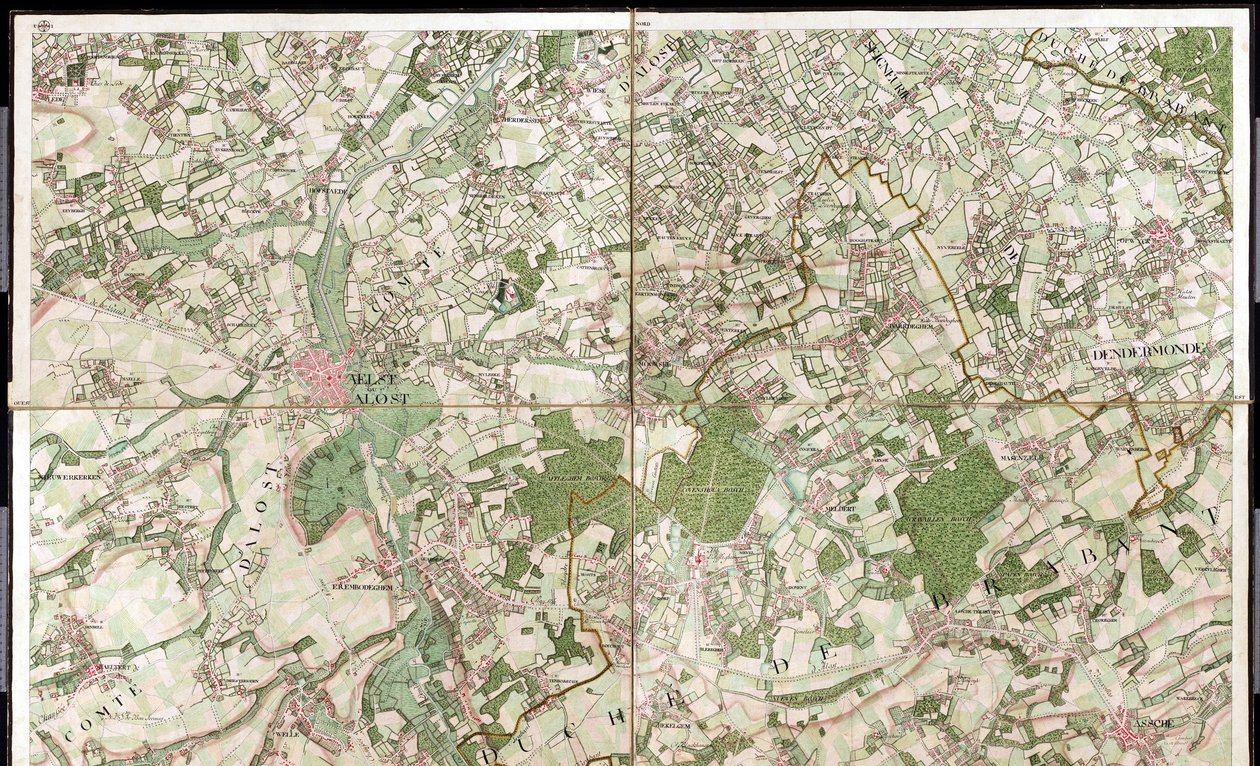 Map of Aalst, Belgium by Joseph de Ferraris