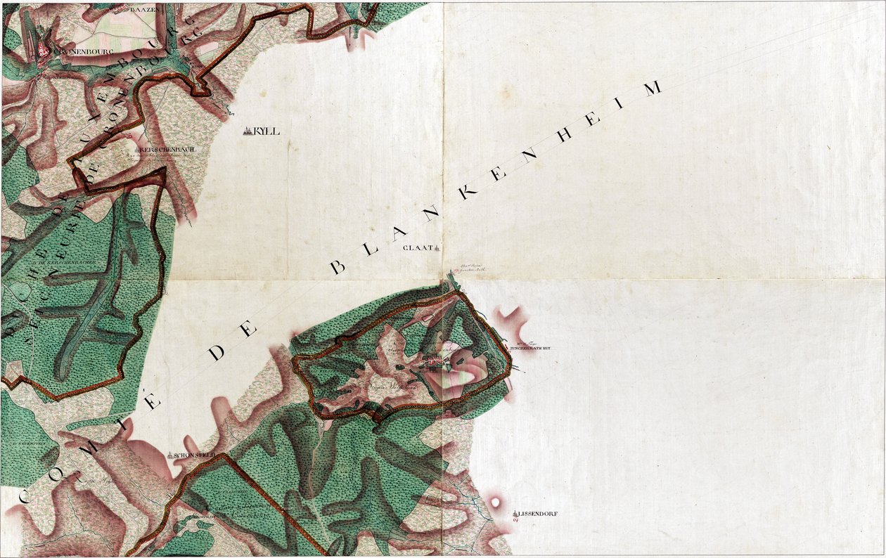 Map of Cronenbourg - Kronenburg Dahlem by Joseph de Ferraris