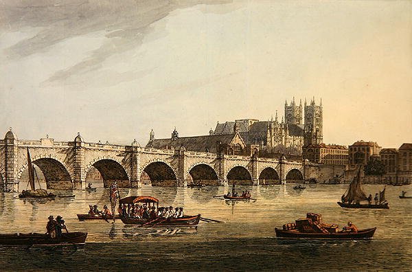 View of Westminster Bridge, Abbey and Hall, engraved by J.C. Stadler by Joseph (after) Farington