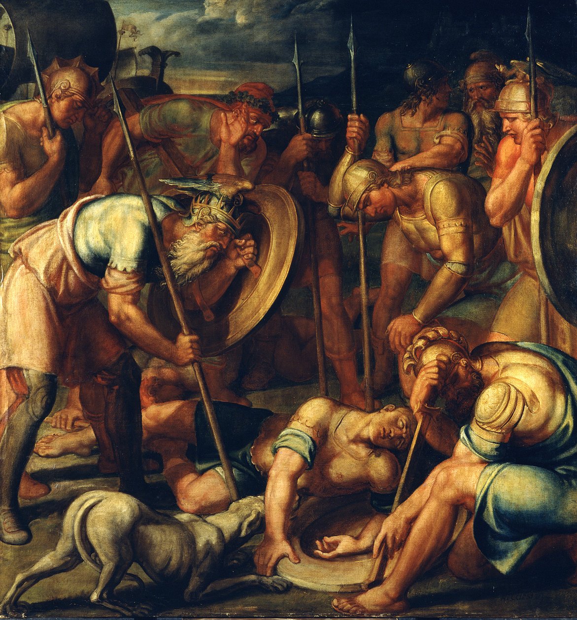 Ancient Warrior Scene. Death of Antilochus by Joseph Anton Koch