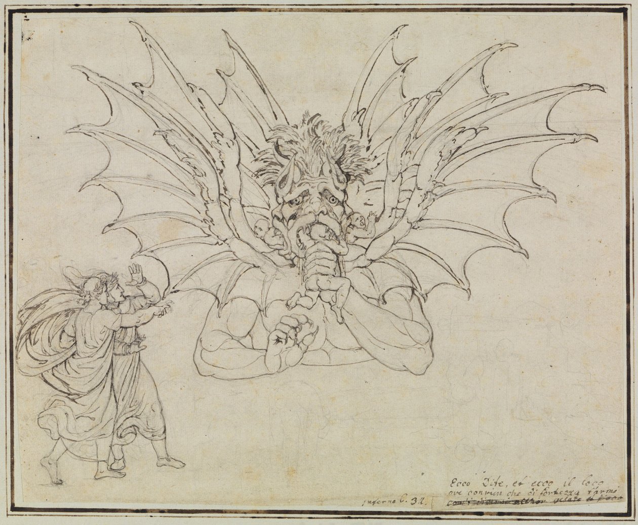Lucifer (Dante Inferno, Canto 34, V 37) by Joseph Anton Koch