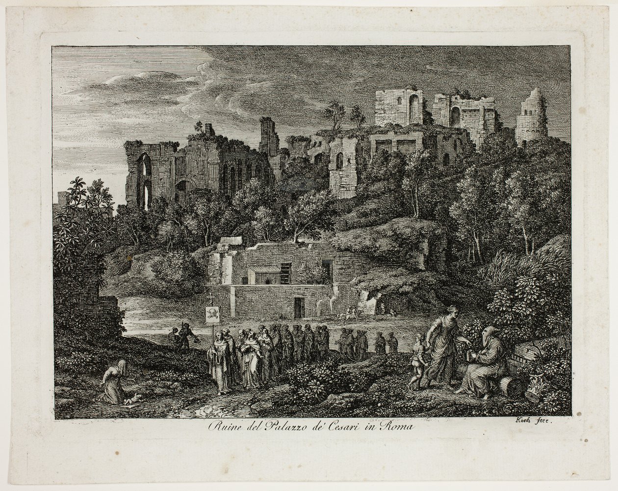 Ruins of the Palace of the Caesars in Rome, plate eight from 
