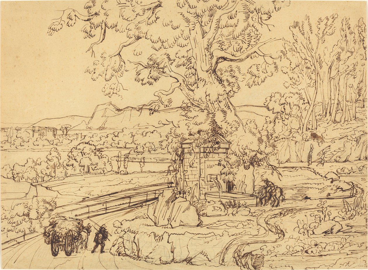 The Roman Campagna with an Ancient Fountain by Joseph Anton Koch