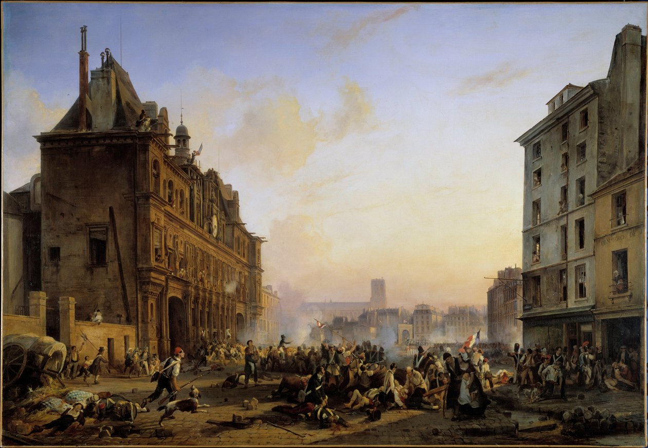 The Three Glorious Days (27, 28 and 29 July): Attack of the Paris City Hall on 28 July 1830 by Joseph Beaume