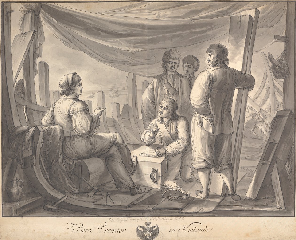 Pierre Premier en Hollande: Scene Inside Ship With Peter the Great, Taking Notes, on Shipbuilding by Joseph Cartwright