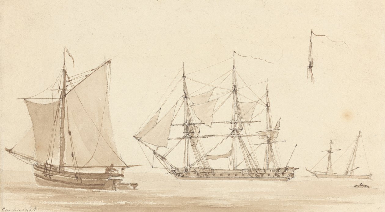 Schooner, Corvette and Fishing Smack by Joseph Cartwright