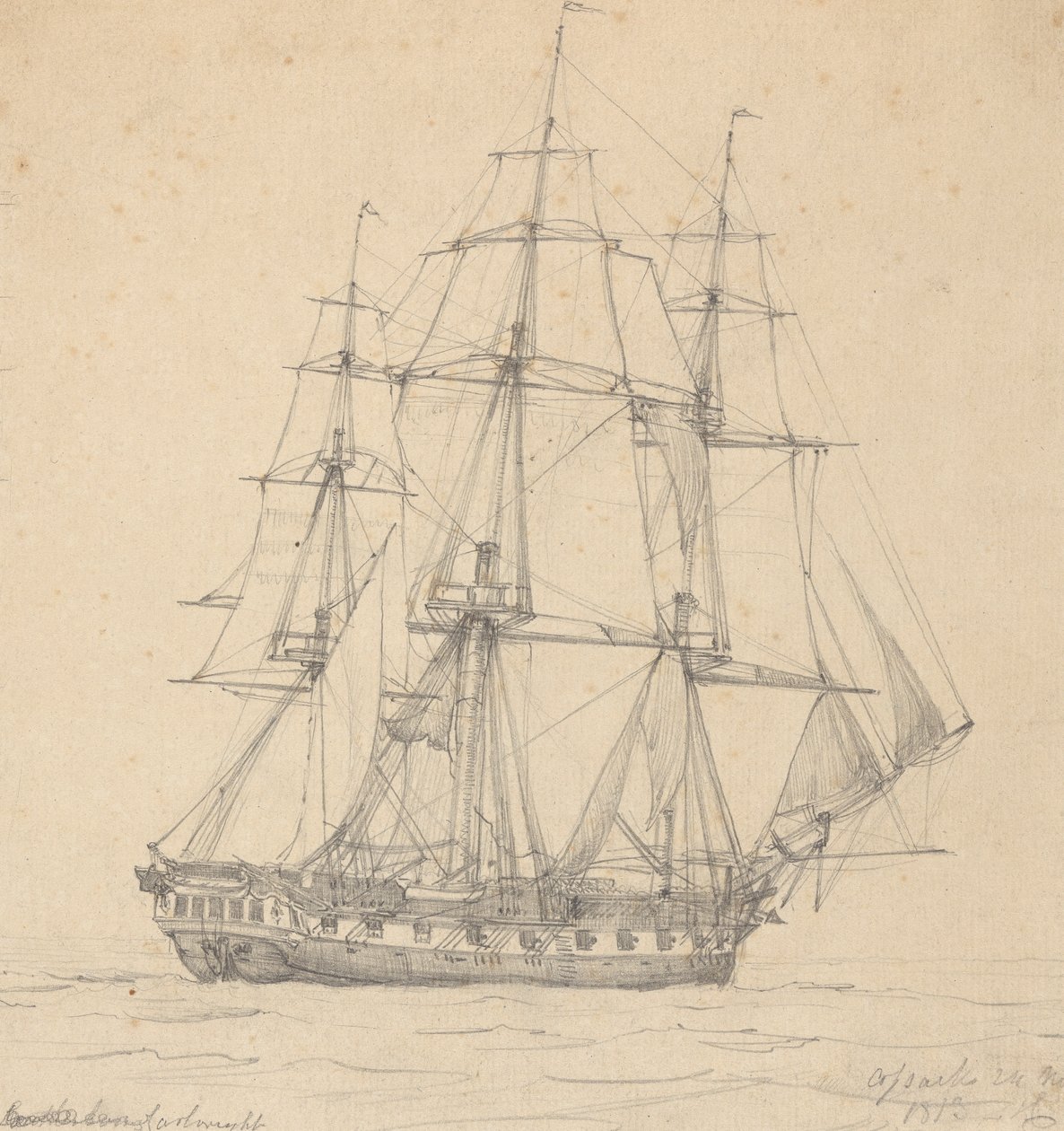 Single Frigate, Stern Forward 1813 by Joseph Cartwright