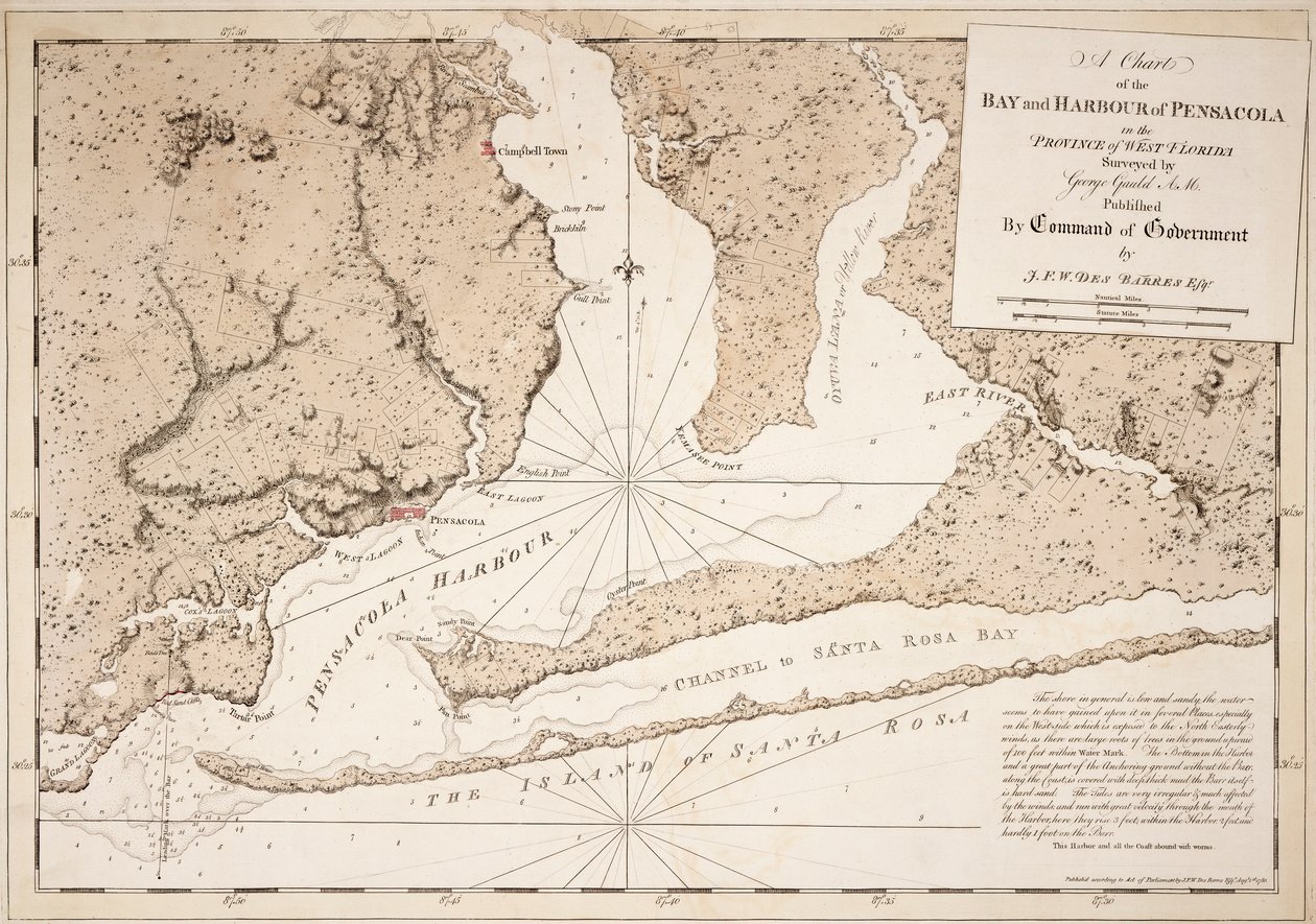 A chart of the bay and harbour of Pensacola in the province of West Florida by Joseph Frederick Wallet DesBarres