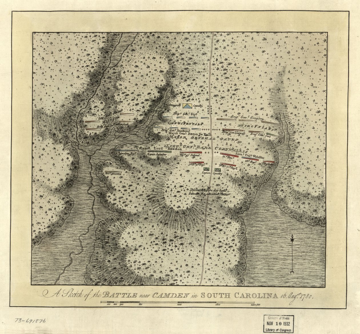 Battle near Camden in South Carolina by Joseph Frederick Wallet DesBarres